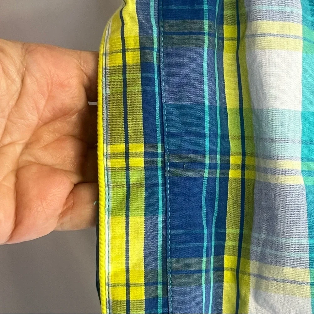 Psycho Bunny Plaid Shorts with Embroidered Bunny Logo Yellow/Blue Size‎ Small